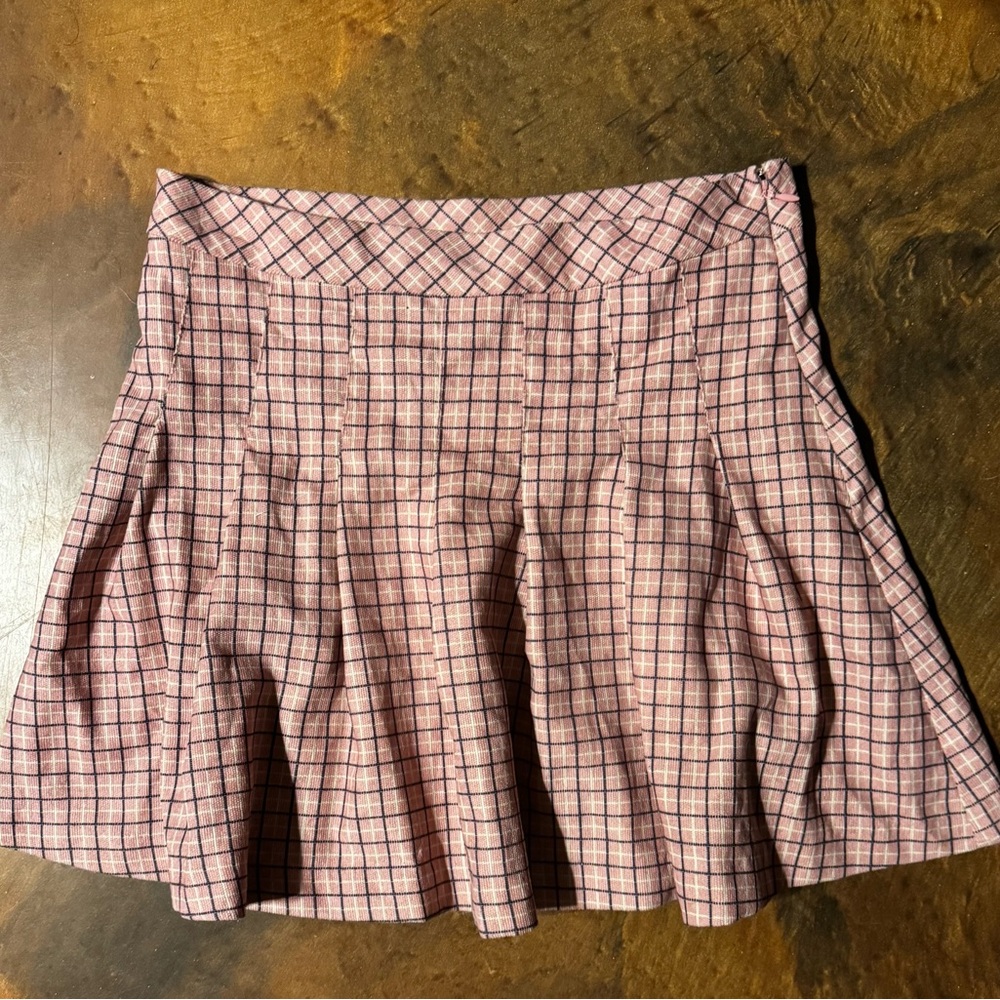 Pink Plaid A-Line‎ Skirt schoolgirl grunge preppy